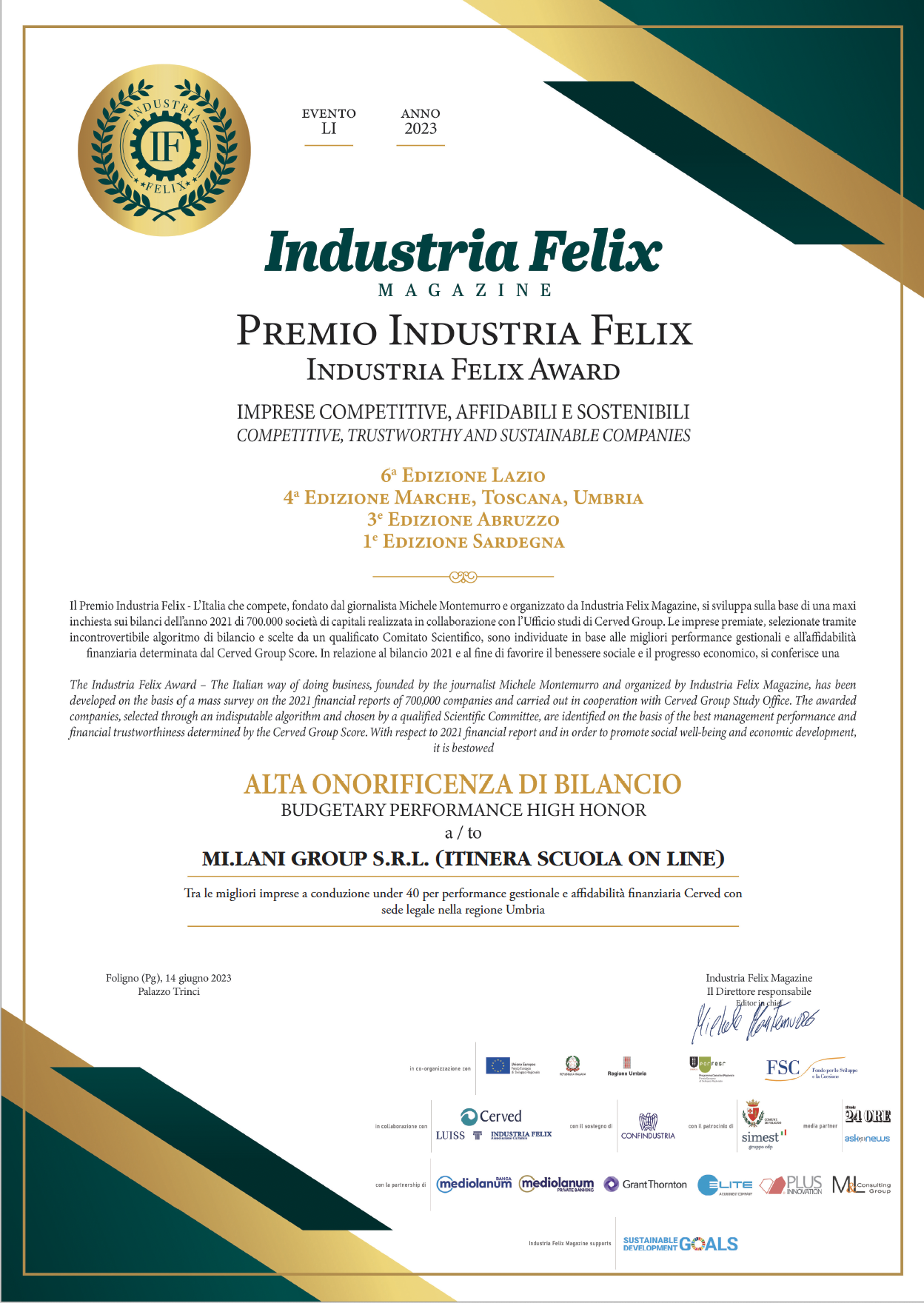 Industria Felix Premio Mi.lani Group Srl Itinera Scuola Online Industria Felix Premio Mi.lani Group Srl Itinera Scuola Online
