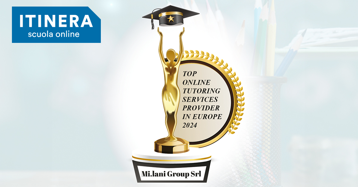 Itinera Scuola Online si aggiudica il prestigioso premio "Top 10 del Tutoraggio Online in Europa" conferito da Education Technology Insights Itinera Scuola Online si aggiudica il prestigioso premio "Top 10 del Tutoraggio Online in Europa" conferito da Education Technology Insights